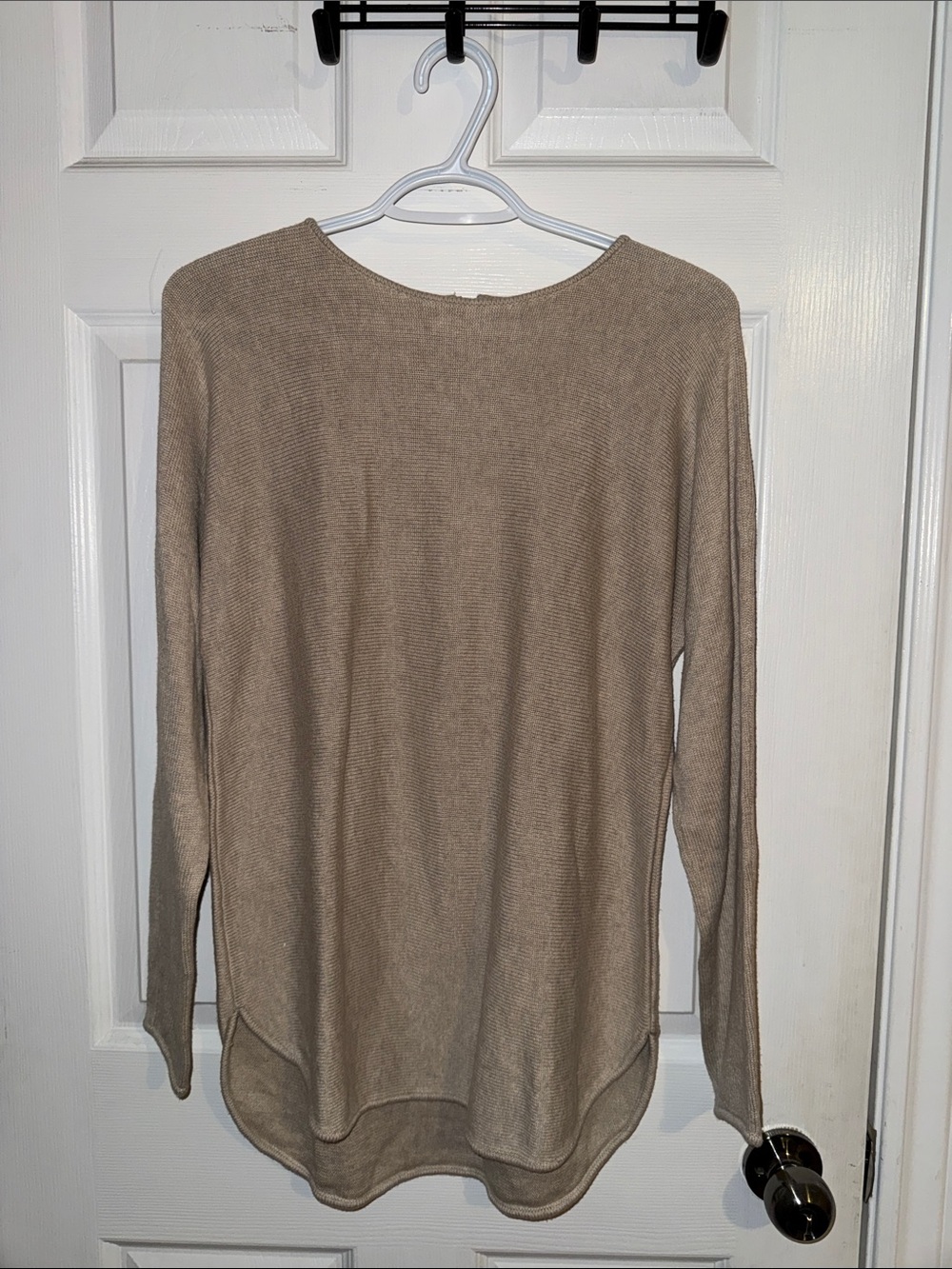 Michael Kors Long Sleeve Crewneck Top in Taupe